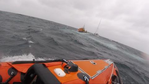 A screengrab taken from footage from onboard the St Agnes lifeboat