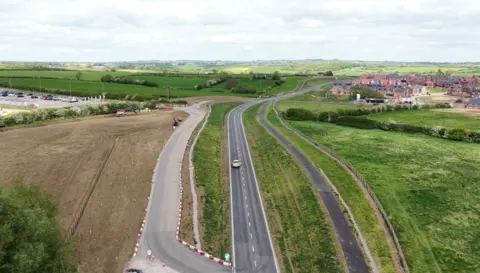 Galliford Try/Leicestershire County Council An aerial view of a newly-built road