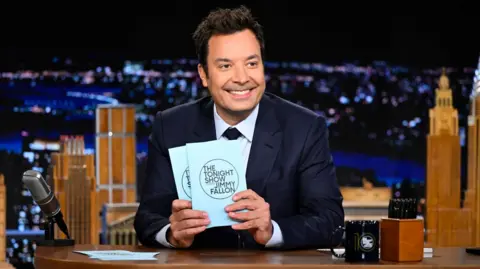 Getty Images Jimmy Fallon pictured on The Tonight Show in 2025