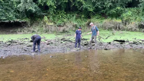 Mudlarkers searching at the River Dart 