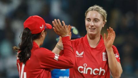 Freya Kemp celebrates a wicket in 2023