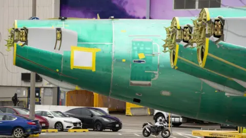 Getty Images The rear of Boeing 737 fuselages outside the Boeing Co. manufacturing facility in Renton, Washington, US, on Monday, Feb. 5, 2024.