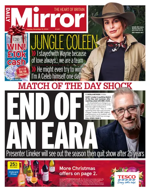  "End of an era". Alongside it is a picture of Gary Lineker. 