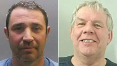 Durham Police Constable Craig Best, left, wears a blue shirt and has short gray hair. Roger Piling, right, wears a black sweater and smiles for the camera. She has short white hair.