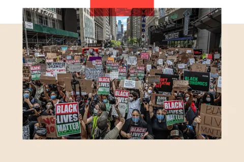 Getty Images Thousands gathered in New York's Times Square for a demonstration organized by Black Lives Matter