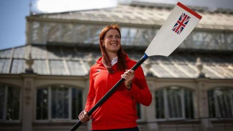 Team GB rower Georgina Bradshaw holding an oar