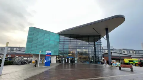 The main entrance of Royal Derby Hospital 