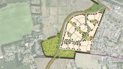 Pigeon/Turley A CGI image of the plans for 485 new homes in Bury St Edmunds 