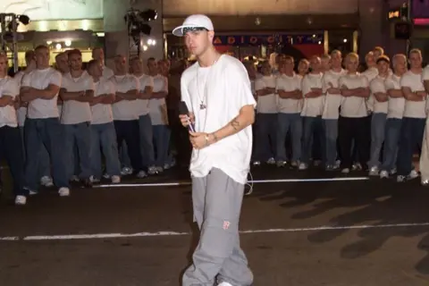 Getty Images Eminem rehearsing his infamous performance of The Real Slim Shady at 2000's MTV Awards