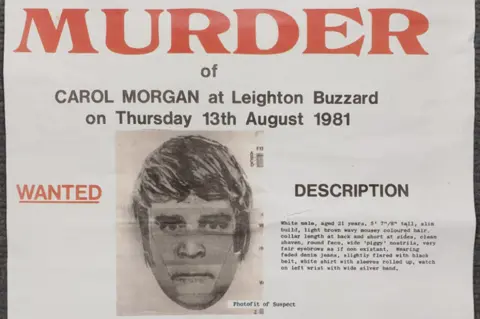 Bedfordshire Police A wanted poster used in an attempt to locate Carol Morgan's killer