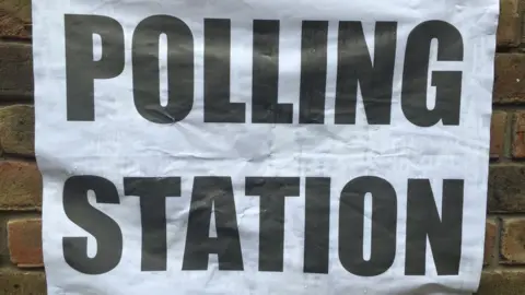 Polling station sign