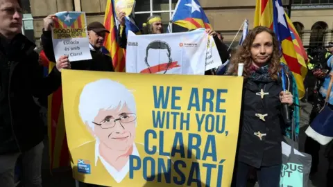 Getty Images Supporters outside Edinburgh Sheriff Court