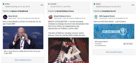 FACEBOOK Pro and anti-Brexit posts