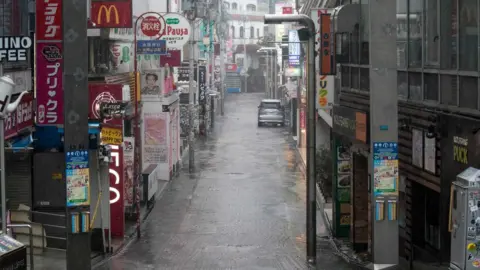 AFP The usually very busy Harajuku district of Tokyo