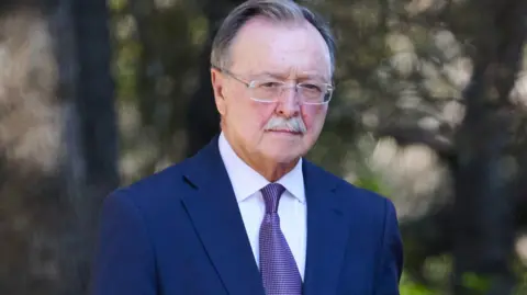 Getty Images President of the Autonomous City of Ceuta, Juan Jesús Vivas arrives at the Marivent Palace on August 06 in Mallorca