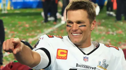 Tom Brady celebrates his Super Bowl win