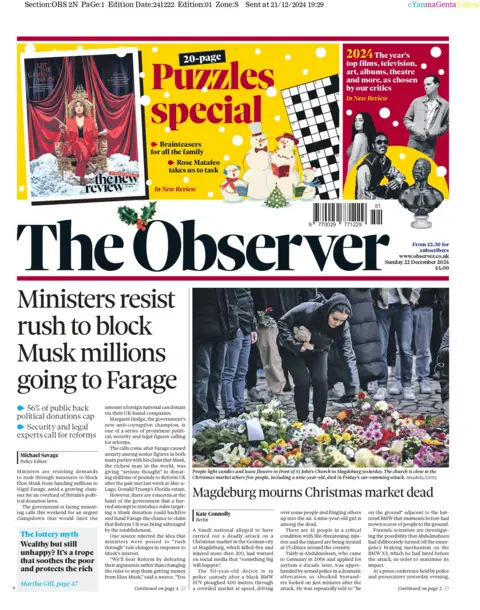 Observer front page