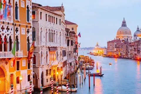 A sunset over the Italian city of Venice