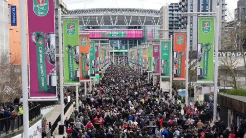 Adam Davy/PA Media Thousands of fans descend on Wembley for the final