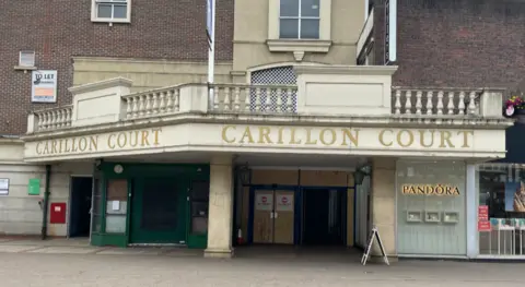 Front of Carillon Court shopping centre in Loughborough