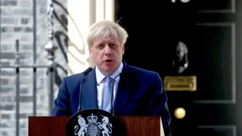 Reuters Boris Johnson gives a speech outside Downing Street
