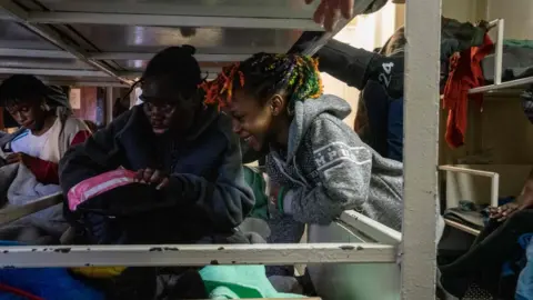 AFP/Getty Migrants on board rescue ships off Malta in January 2019