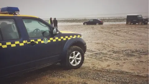 Borth Coastguard Rescue Team Coastguards on Ynyslas beach