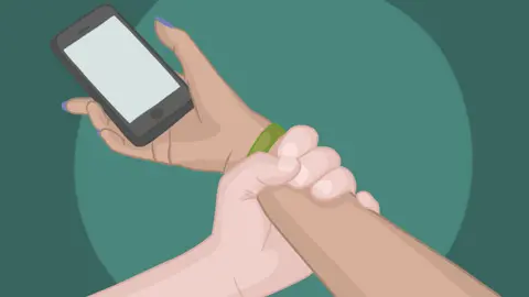 A woman has a phone grabbed out of her hand