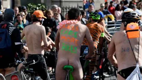 Getty Images Naked Cycle protestors