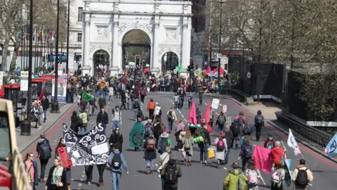 PA Demonstrators during a Extinction Rebellion protest at Marble Arch