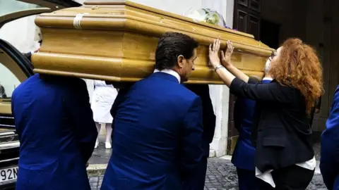 EPA Mario Cerciello Rega coffin arrives at a church in Rome