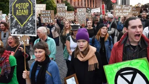 EPA People protest against the Adani mine in Australia