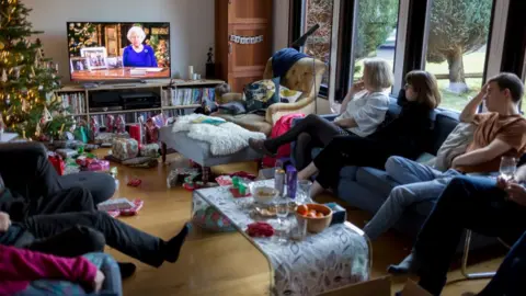 Getty Images Queen on TV at Christmas