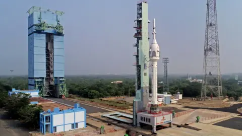 Isro The Gaganyaan mock up flight at the launch pad in Sriharikota