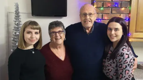 Family photo Ffion Evans with her grandparents and her sister