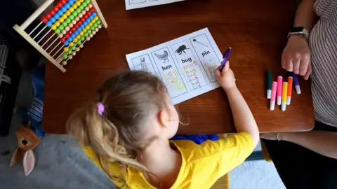 Getty Images Four year old home schooling, 23 March