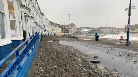 damage on Aberystwyth promenade