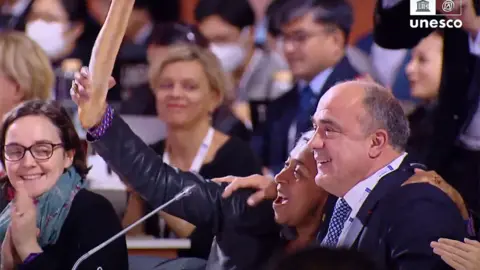 Unesco The French delegation celebrate the news