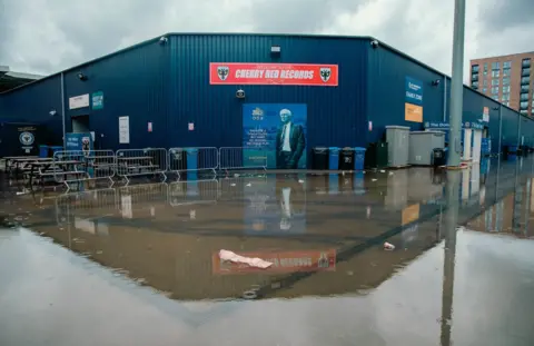 Flooded AFC Wimbledon stadium exterior