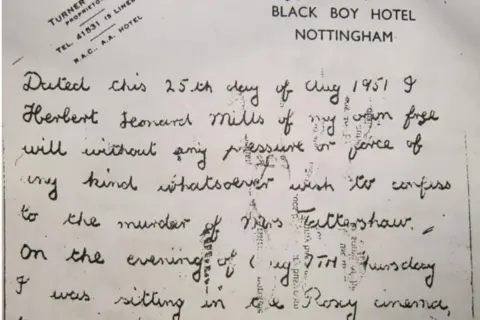 Steve Fielding Mills' handwritten confession
