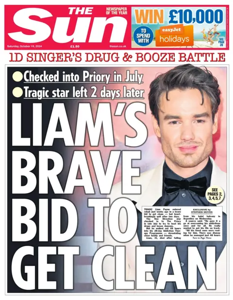 The Sun's headline reads 