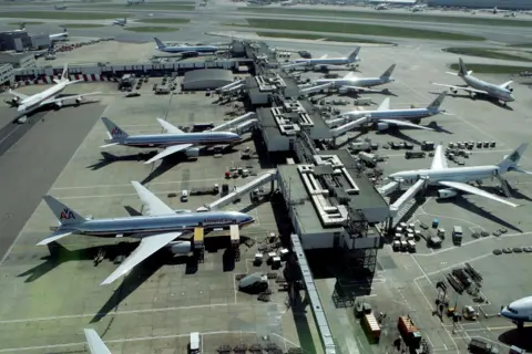 PA Media Planes on their stands at Heathrow airport