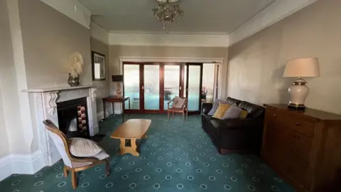 The former sitting room inside the Hylands Hotel