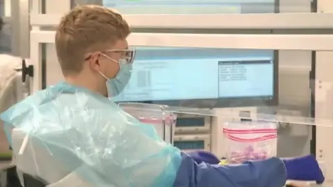 A man working in a Covid testing lab