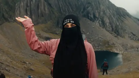 A woman taking part in one of the Muslim Hikers events in Snowdonia, Wales