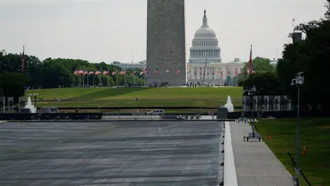 The reflecting pool, seen empty