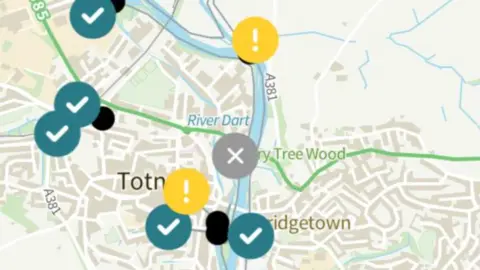 South West Water Sewage outfall map