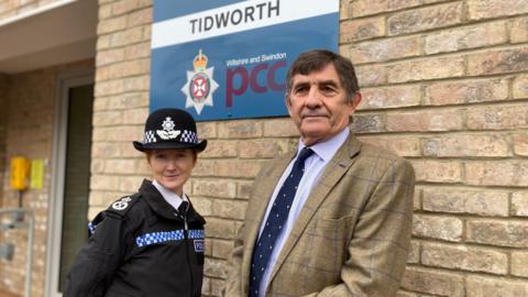 Chief Constable Catherine Roper stands next to Wiltshire's Police & Crime Commissioner, Philip Wilkinson
