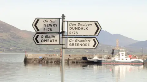 signposts pointing towards Newry and Dundalk