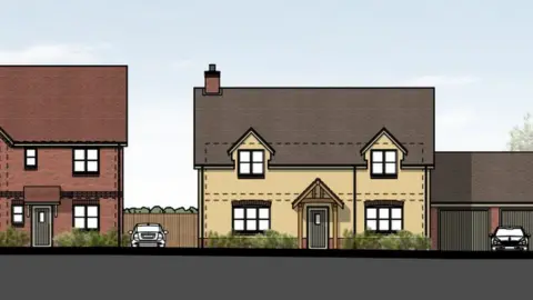 Badminton Developments Ltd And Rockfield Property A drawing illustrating designs for the new houses